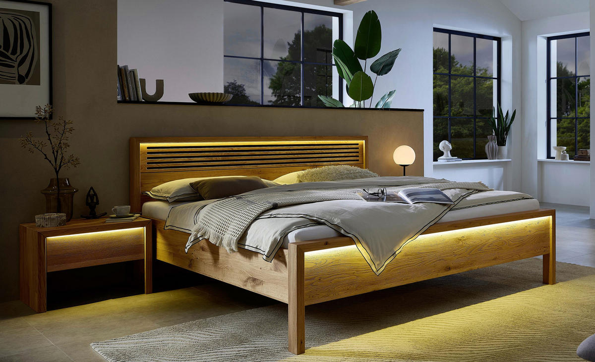 BETT 200/220 cm  Eichefarben   - Eichefarben, Modern, Holz (200/220cm) - Livetastic