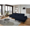 ECKSOFA in Chenille, Mikrofaser Dunkelblau  - Schwarz/Dunkelblau, Design, Textil/Metall (299/157cm) - Dieter Knoll