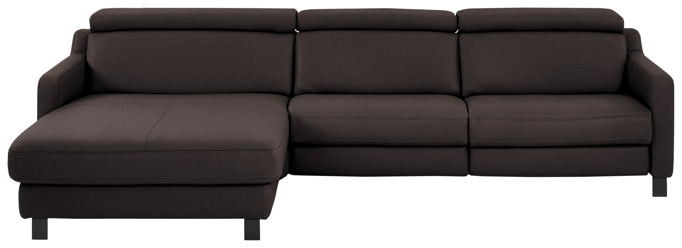 ECKSOFA Echtleder Mokka  - Schwarz/Mokka, Design, Leder/Metall (176/291cm) - Valdera