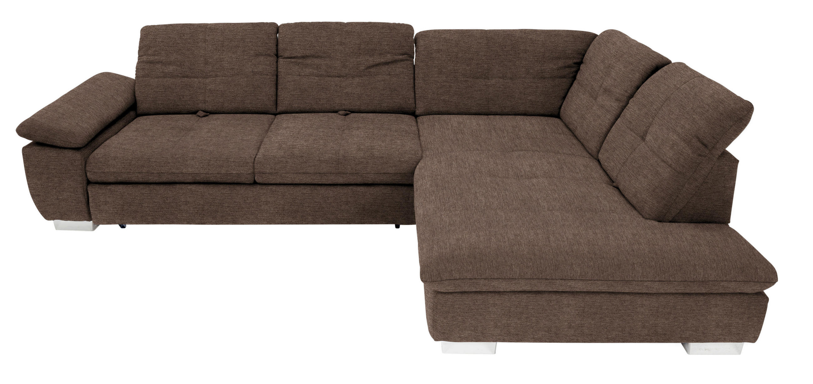 ECKSOFA Dunkelbraun Chenille  - Chromfarben/Dunkelbraun, Design, Textil (313/242cm) - Xora