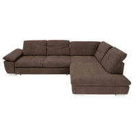 ECKSOFA Dunkelbraun Chenille  - Chromfarben/Dunkelbraun, Design, Textil (313/242cm) - Xora