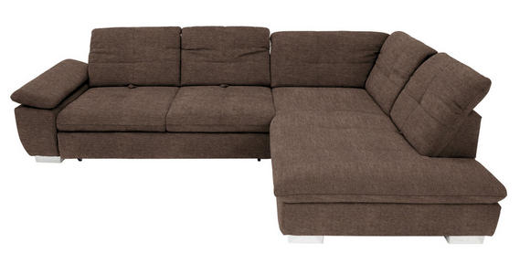 ECKSOFA Dunkelbraun Chenille  - Chromfarben/Dunkelbraun, Design, Textil (313/242cm) - Xora