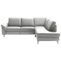 ECKSOFA in Echtleder Hellgrau  - Chromfarben/Hellgrau, Design, Leder/Metall (271/200cm) - Pure Home Lifestyle
