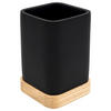 ZAHNPUTZBECHER Holz, Kunststoff  - Schwarz/Naturfarben, Basics, Holz/Kunststoff (6,9/10/6,9cm) - Sadena