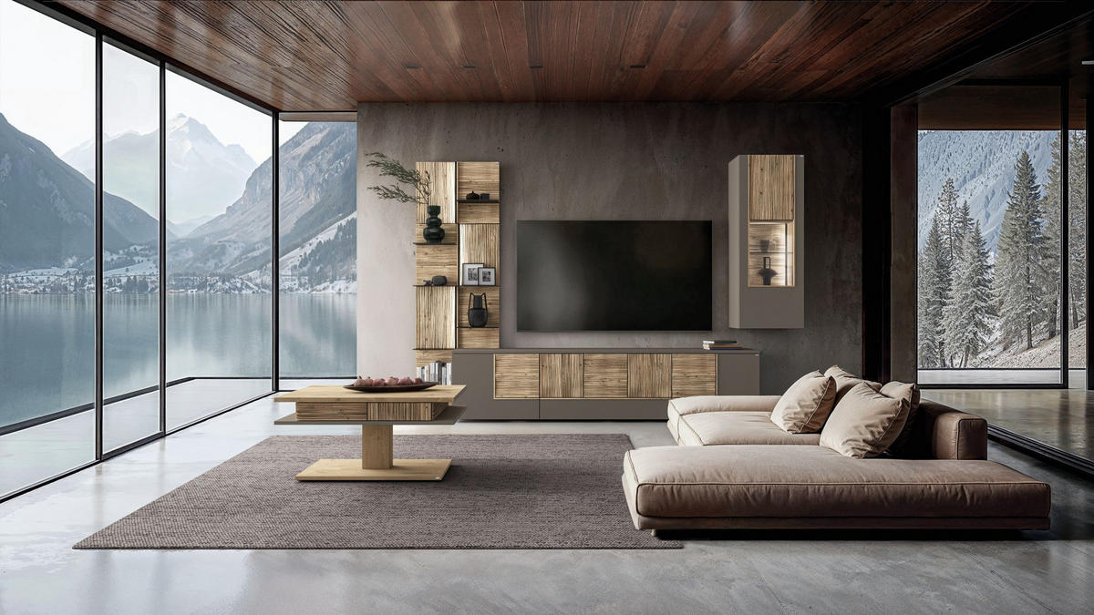 HIGHBOARD 127,9/132/42,9 cm Taupe, Wildeiche  127,9/132/42,9 cm  - Taupe/Wildeiche, Design, Glas/Holz (127,9/132/42,9cm) - Voglauer