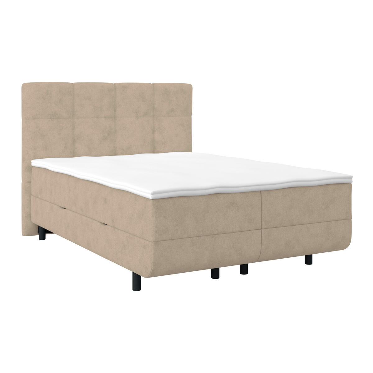 POLSTERBETT Bettkasten, Topper 140/200 cm  in Beige  - Beige/Schwarz, MODERN, Kunststoff/Textil (140/200cm) - MID.YOU