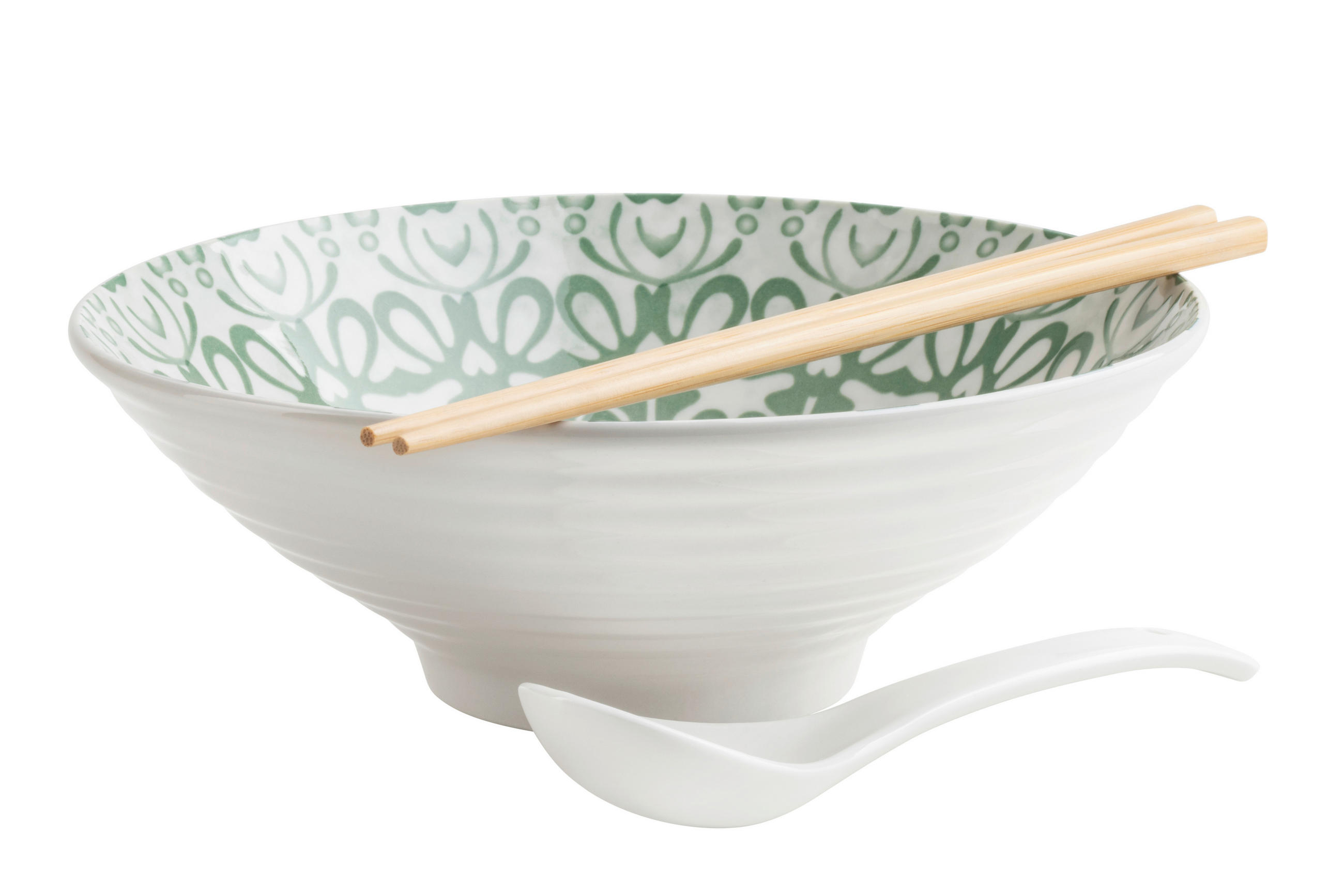 SKÅLSET 3 delar  - vit/salviagrön, Basics, keramik (22,5/10/20,5cm) - Mäser