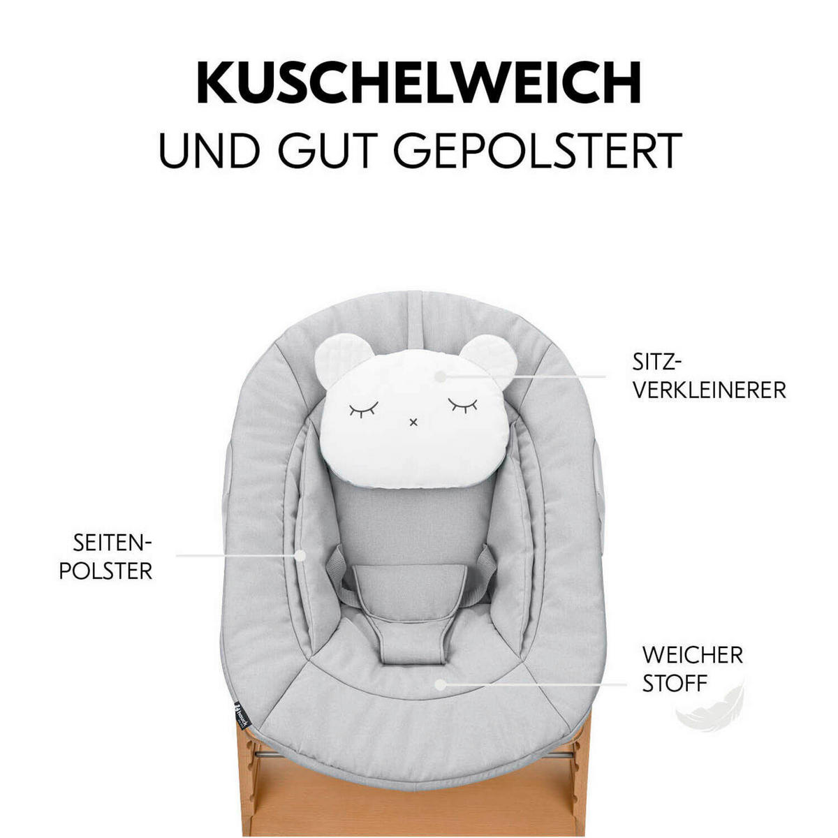 HOCHSTUHL-SET Apha Newborn Set Naturfarben, Hellgrau Nature Grey  - Hellgrau/Naturfarben, Basics, Holz/Textil (65/93,5/49cm) - Hauck