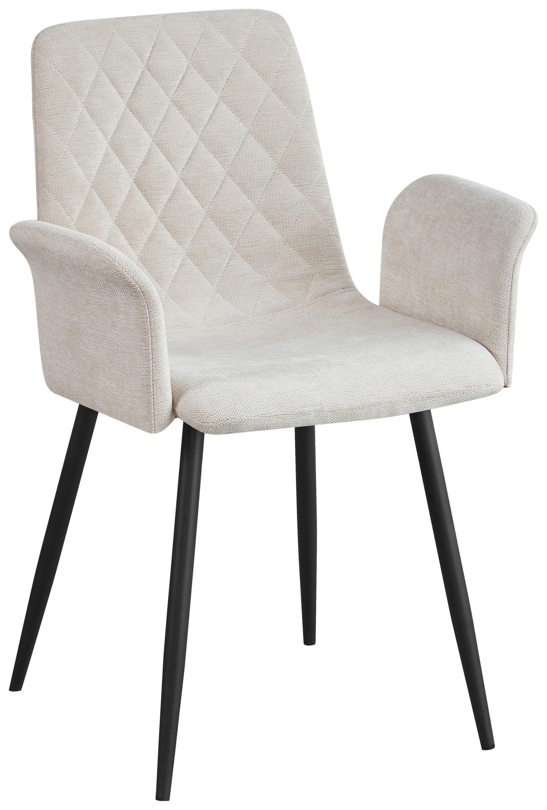 ARMLEHNSTUHL   Webstoff  - Beige/Schwarz, Design, Textil/Metall (61/87/55cm) - Ti'me