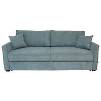 SCHLAFSOFA Jacquard Blaugrau  inkl. Zierkissen, Rückenkissen, Schlaffunktion, Topper, Rücken echt  - Blaugrau/Schwarz, Design, Holz/Textil (242/75/110cm) - home24