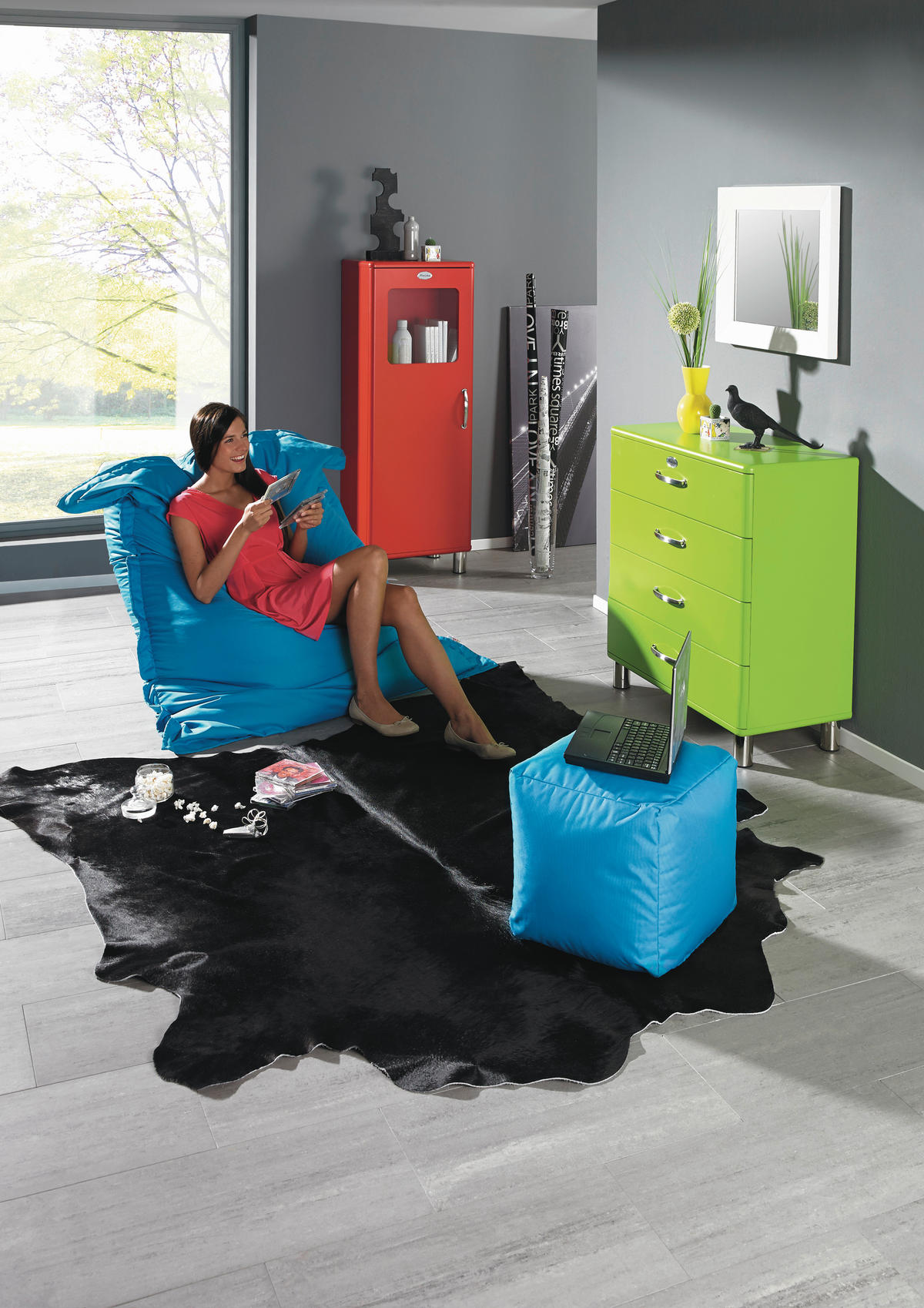 SITZSACK 380 l  - Petrol/Hellblau, Design, Textil (140/180/14cm) - Boxxx