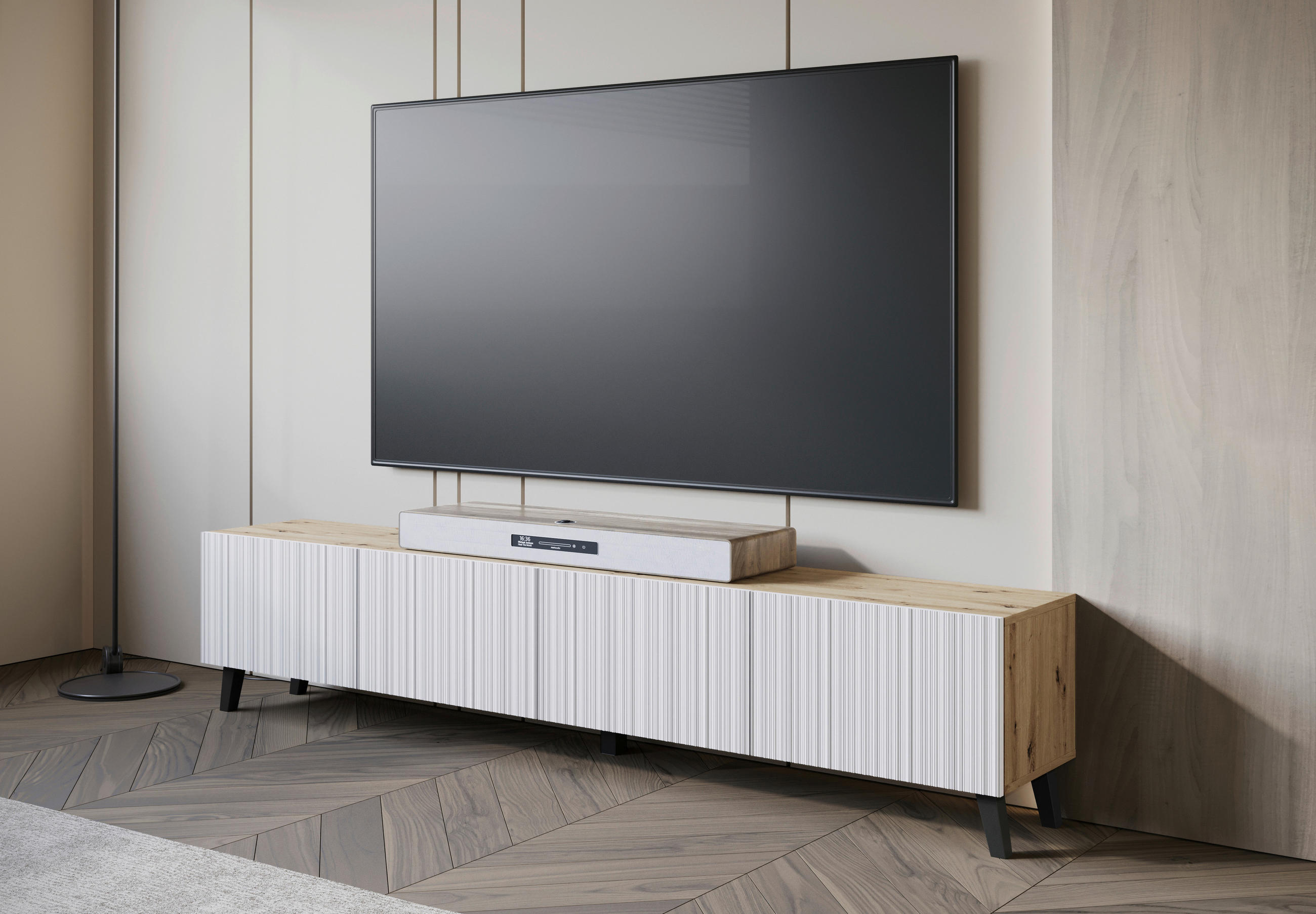 LOWBOARD  in 190/40/32 cm  - Weiss/Schwarz, Trend, Holzwerkstoff/Kunststoff (190/40/32cm) - Livetastic