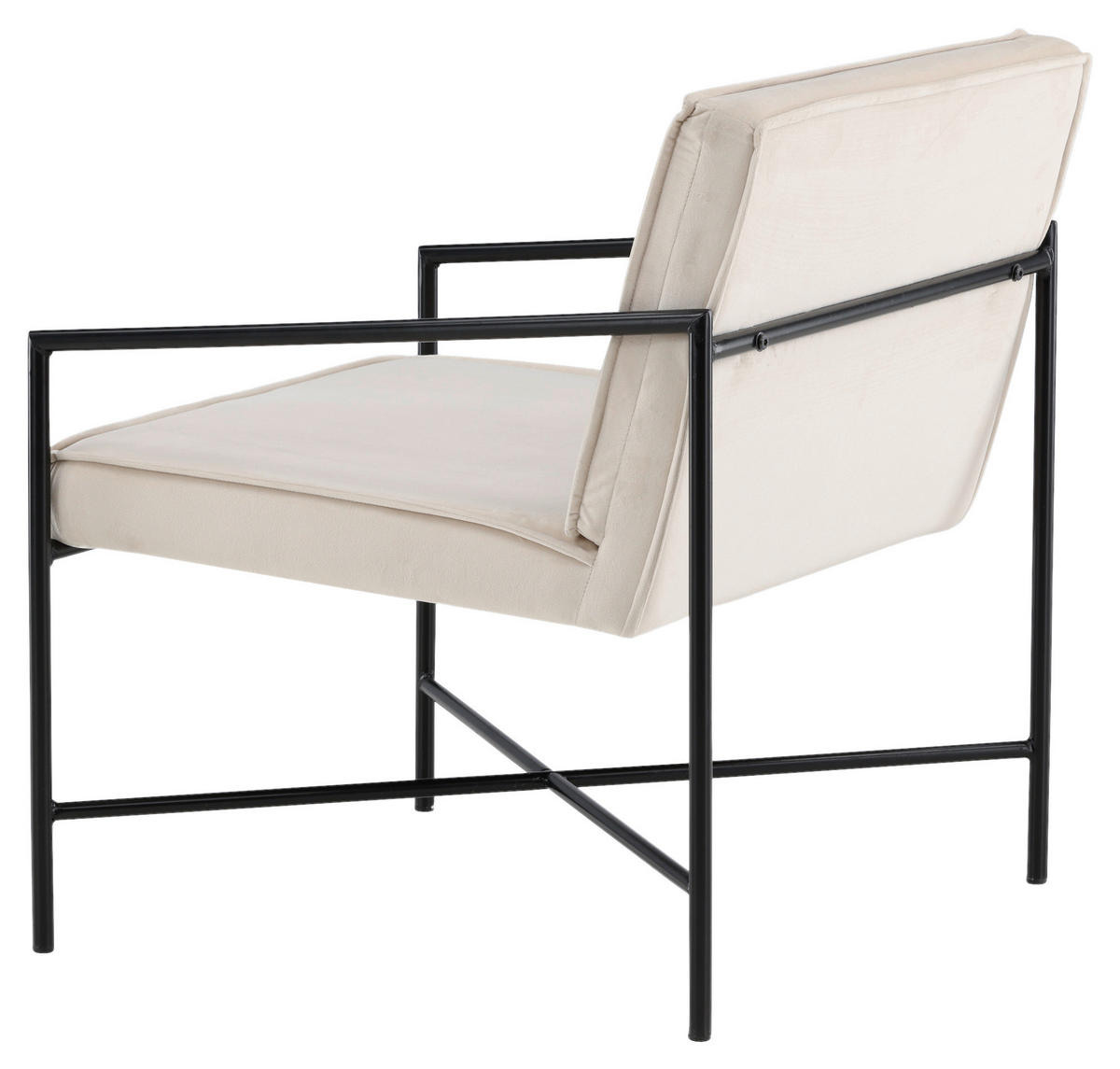 SESSEL in Samt Schwarz, Beige  - Beige/Schwarz, Design, Textil/Metall (66/78/65cm) - Livetastic