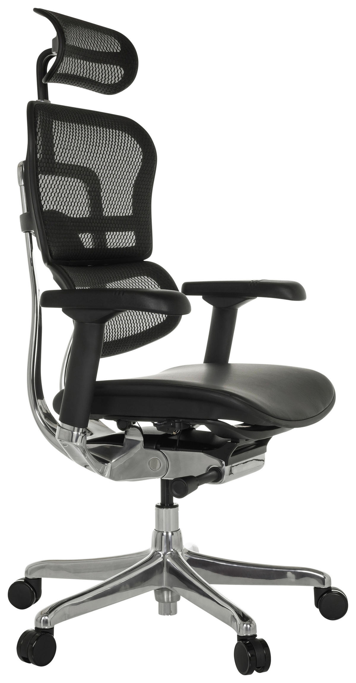 DREHSTUHL  in Schwarz  - Silberfarben/Schwarz, MODERN, Leder/Kunststoff (78/117 - 136/64cm) - MID.YOU