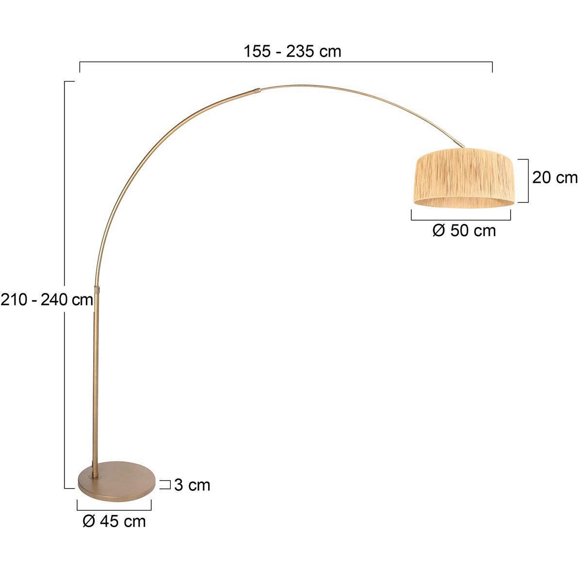 STEHLEUCHTE - Beige/Bronzefarben, Trend, Naturmaterialien/Metall (50/240/230cm)