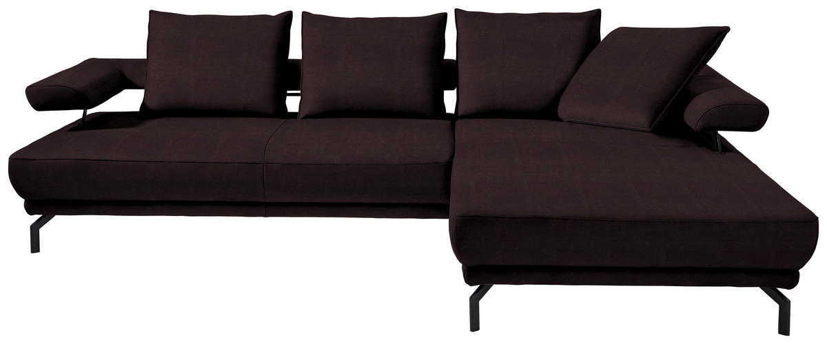 ECKSOFA in Mikrofaser Dunkelbraun  - Dunkelbraun/Schwarz, Design, Textil/Metall (305/224cm) - Dieter Knoll