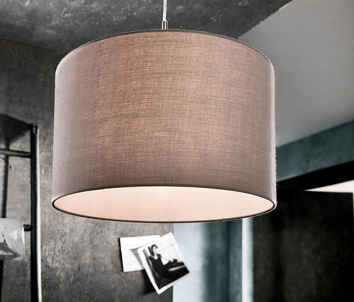 HÄNGELEUCHTE PASTERI 38/110 cm   - Taupe/Nickelfarben, KONVENTIONELL, Textil/Metall (38/110cm) - Eglo