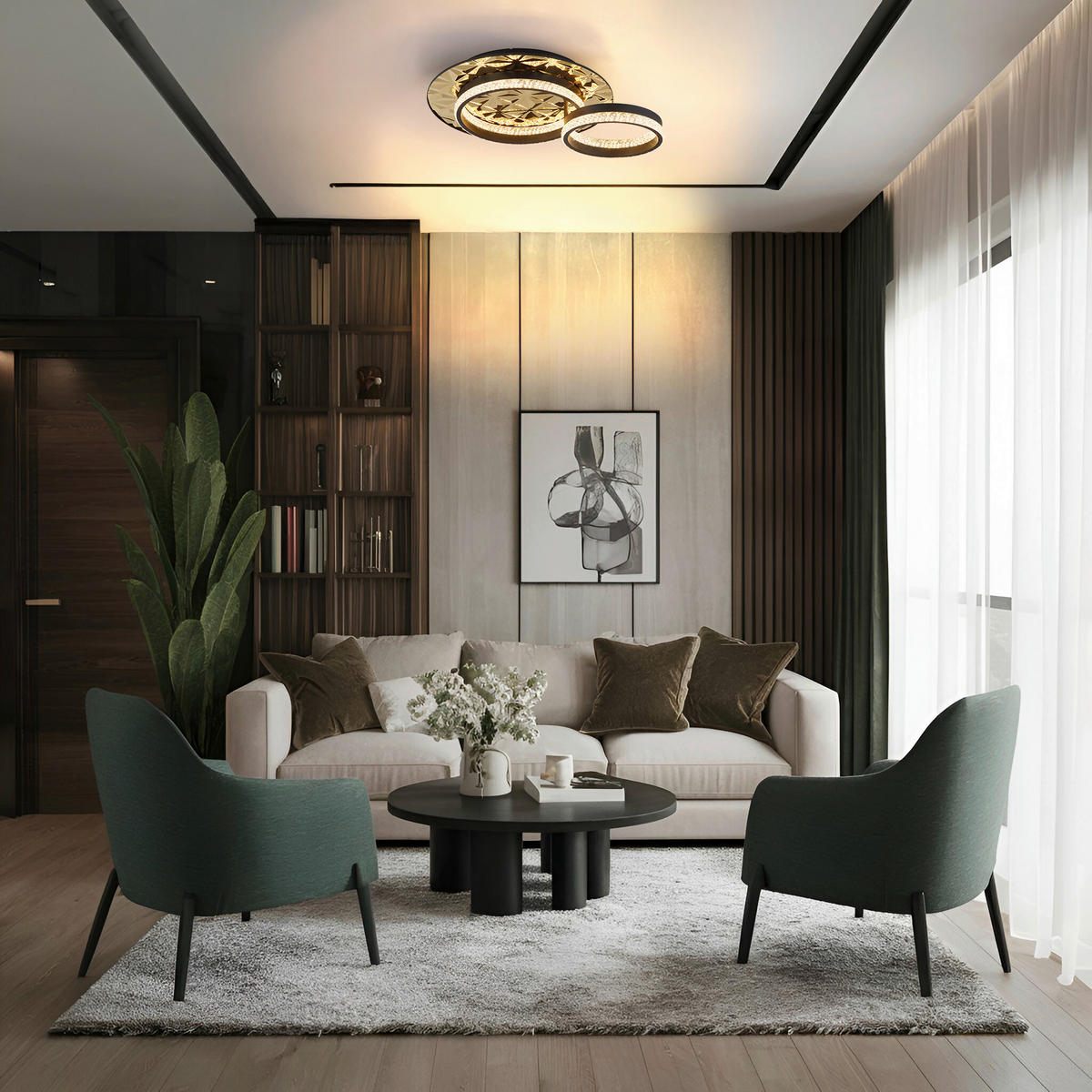 LED-DECKENLEUCHTE DELLA II 50,5/40/14 cm   - Klar/Goldfarben, Design, Kunststoff/Metall (50,5/40/14cm) - Globo