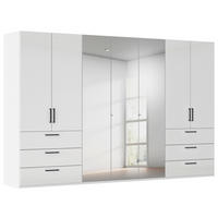 DREHTÜRENSCHRANK 350/223/61 cm,  in Weiß, Weiß Hochglanz, 7-türig  - Chromfarben/Weiß Hochglanz, Basics, Glas/Holzwerkstoff (350/223/61cm) - Novel