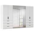 DREHTÜRENSCHRANK 350/223/61 cm,  in Weiß, Weiß Hochglanz, 7-türig  - Chromfarben/Weiß Hochglanz, Basics, Glas/Holzwerkstoff (350/223/61cm) - Novel