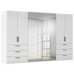 DREHTÜRENSCHRANK 350/223/61 cm,  in Weiß, Weiß Hochglanz, 7-türig  - Chromfarben/Weiß Hochglanz, Basics, Glas/Holzwerkstoff (350/223/61cm) - Novel