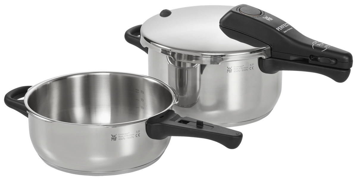 SCHNELLKOCHTOPFSET PERFECT 4,5 L  - Edelstahlfarben, Basics, Metall (4,5 + 3,0l) - WMF