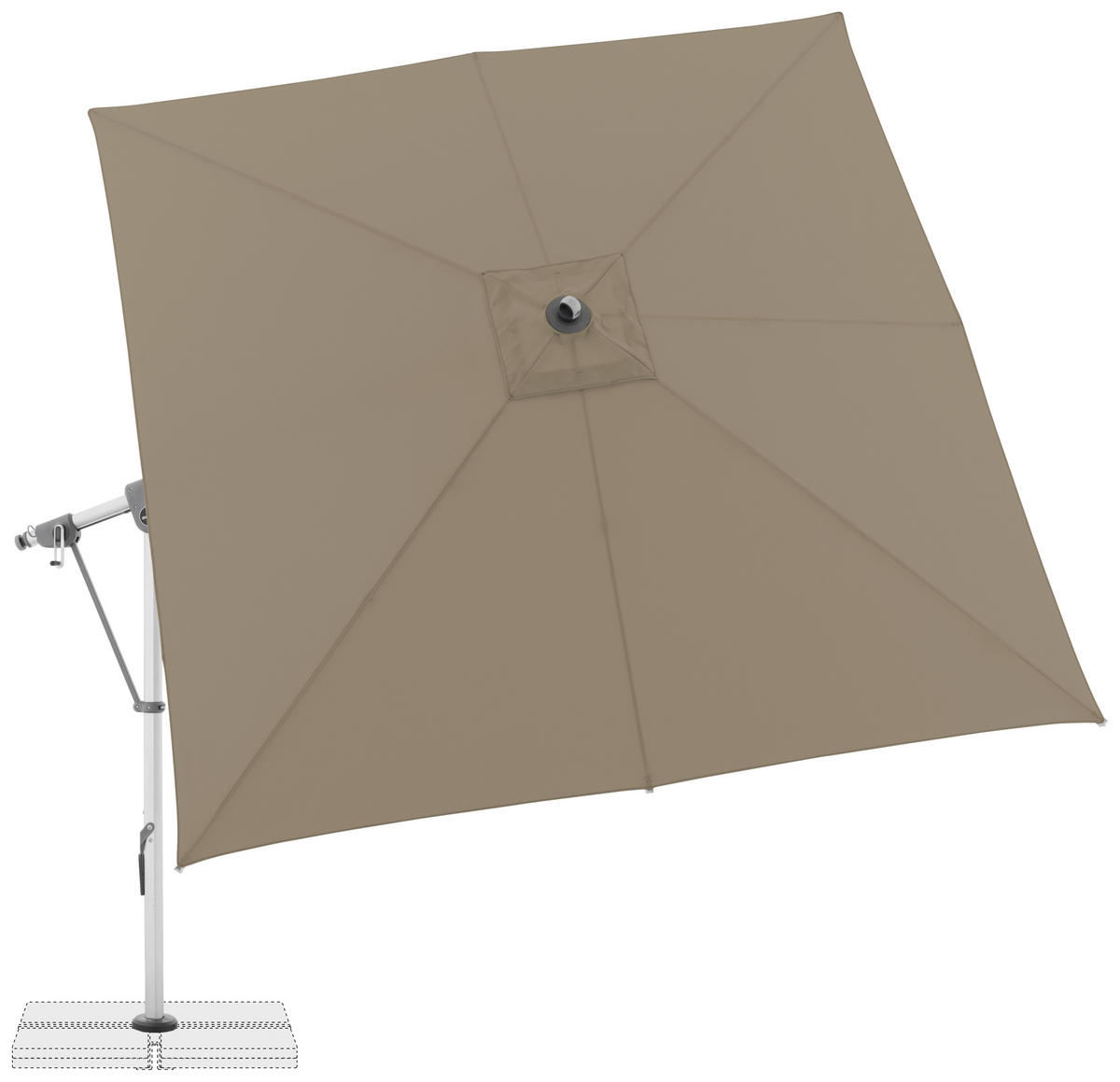 AMPELSCHIRM 300x300 cm  - Sandfarben/Hellgrau, Basics, Textil/Metall (300/300cm) - Doppler