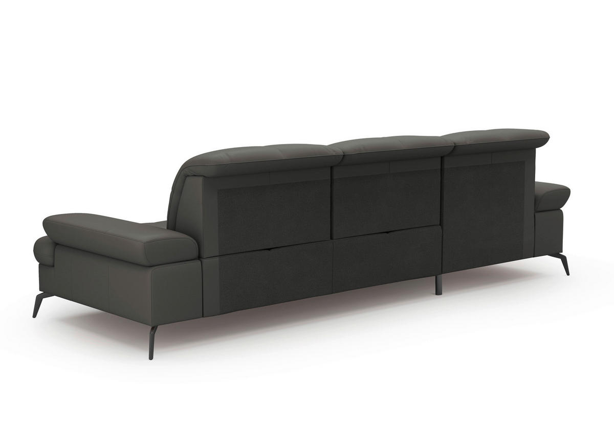 ECKSOFA in Vliesstoff Kombination Echtleder/Stoff Anthrazit  - Anthrazit/Schwarz, Konventionell, Leder/Textil (185/279cm) - Sit & More