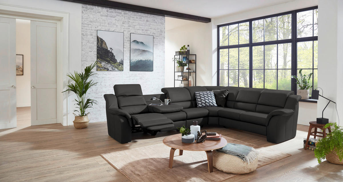 ECKSOFA  in Echtleder Grau  324/260 cm  - Chromfarben/Grau, KONVENTIONELL, Leder/Kunststoff (324/260cm) - Cantus