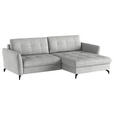 ECKSOFA in Flachgewebe, Leinenoptik Silberfarben  - Silberfarben/Schwarz, Design, Textil/Metall (242/170cm) - Xora