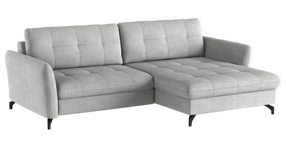 ECKSOFA in Flachgewebe, Leinenoptik Silberfarben  - Silberfarben/Schwarz, Design, Textil/Metall (242/170cm) - Xora