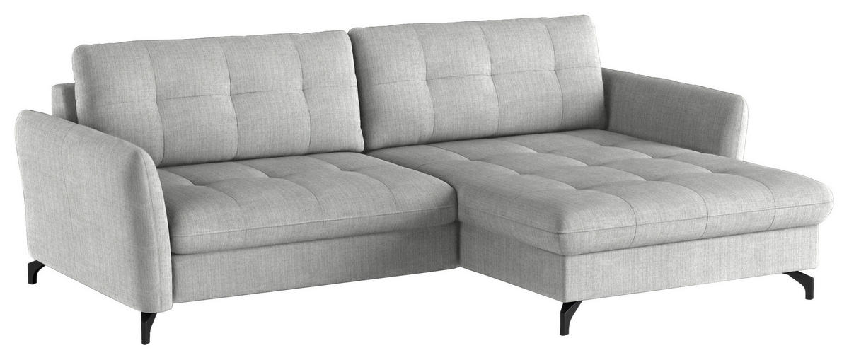ECKSOFA in Flachgewebe, Leinenoptik Silberfarben  - Silberfarben/Schwarz, Design, Textil/Metall (242/170cm) - Xora