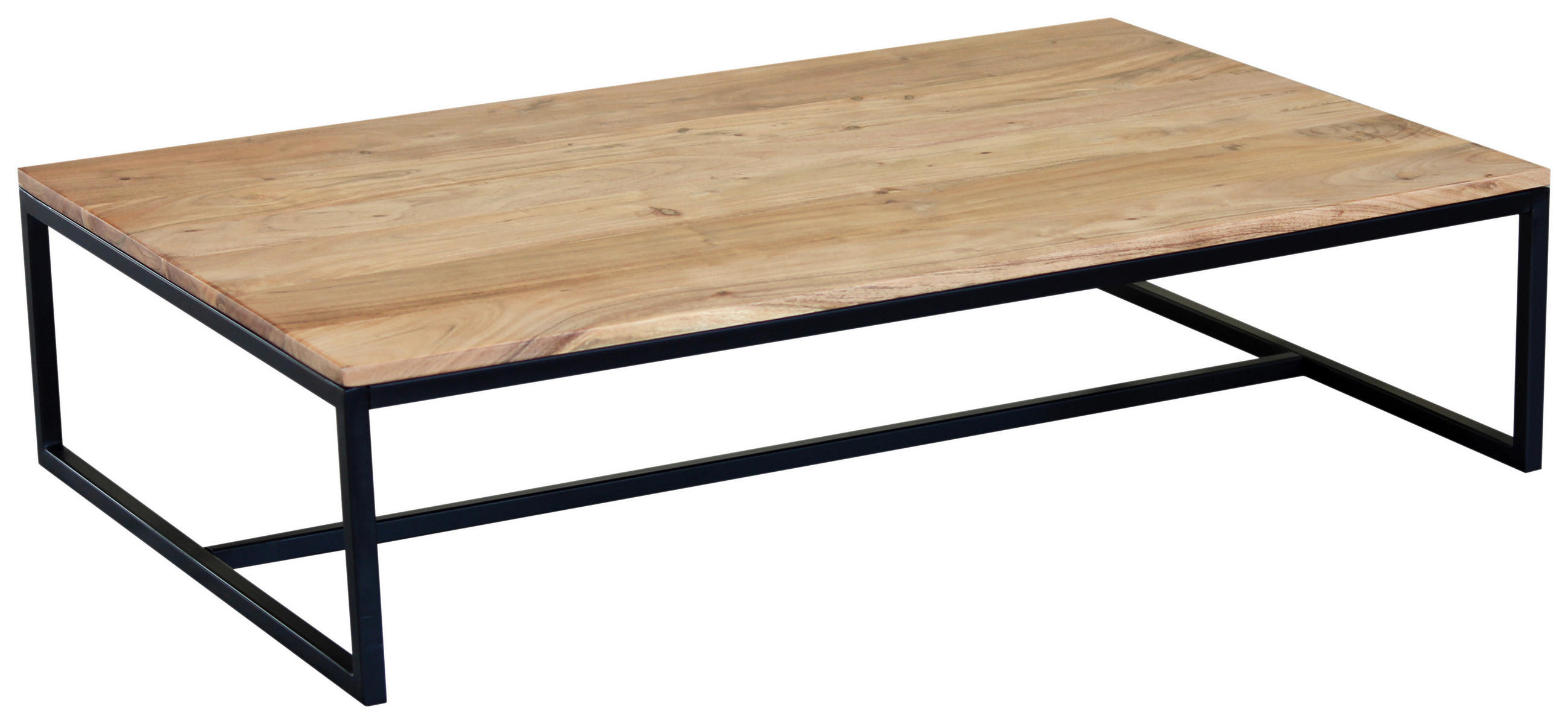 COUCHTISCH Akazie massiv 110/70/35 cm rechteckig Schwarz, Akaziefarben  - Schwarz/Akaziefarben, Design, Holz/Metall (110/70/35cm) - home24