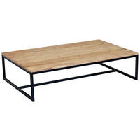 COUCHTISCH Akazie massiv 110/70/35 cm rechteckig Schwarz, Akaziefarben  - Schwarz/Akaziefarben, Design, Holz/Metall (110/70/35cm) - home24