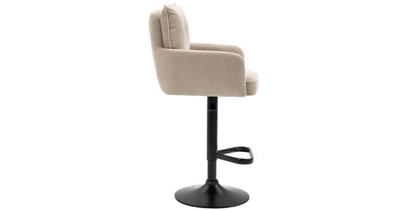 BARHOCKER Cord Creme, Schwarz, Beige Eisen Stoffauswahl, Sitzfläche 360° drehbar, inklusive Armlehnen - Beige/Creme, Design, Textil/Metall (54/98-120/58cm) - Novel
