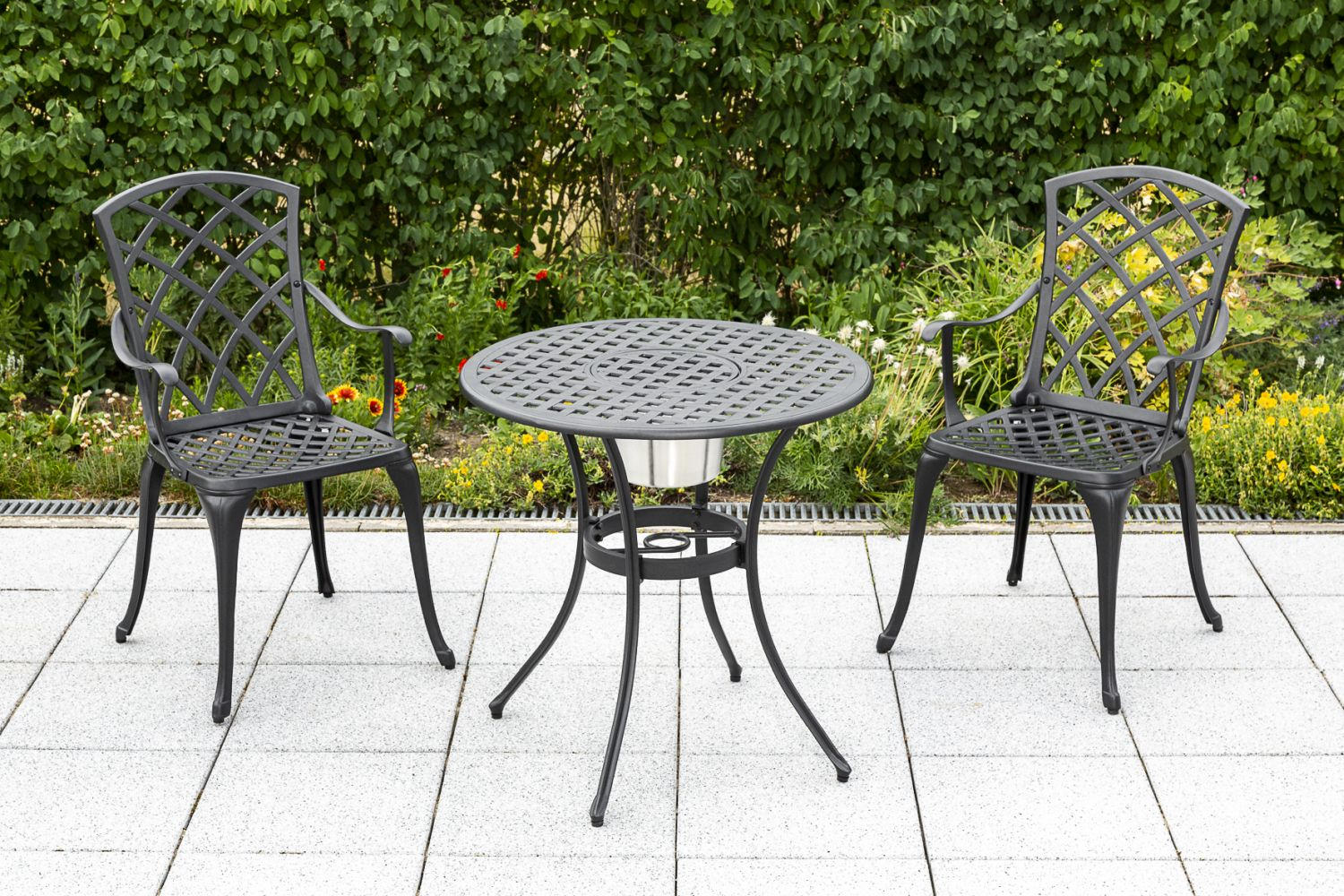 GARTENTISCH Metall rund  - Graphitfarben, ROMANTIK / LANDHAUS, Metall (70/70/70cm) - Gardenson