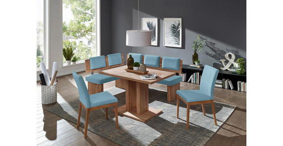 ECKBANK 140/180 cm  in Eichefarben, Hellblau  - Eichefarben/Hellblau, KONVENTIONELL, Holzwerkstoff/Textil (140/180cm) - Cantus