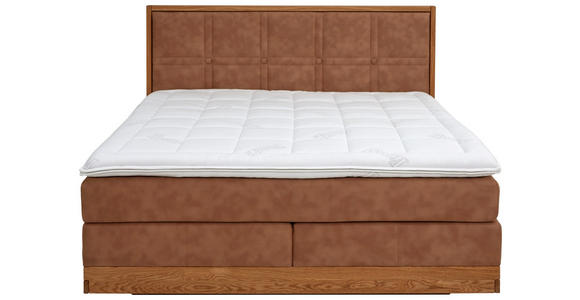 BOXSPRINGBETT 180/200 cm in Eichefarben, Hellbraun - Hellbraun/Eichefarben, Natur, Holz/Textil (180/200cm) - Valnatura