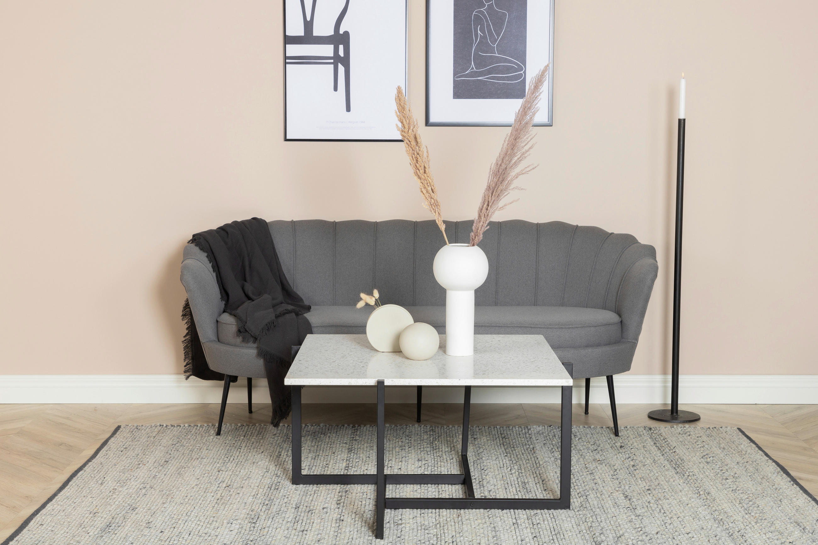 2-SITZER-SOFA Textilgeflecht Schwarz, Dunkelgrau  - Dunkelgrau/Schwarz, Design, Textil/Metall (180/78.5/78cm) - Livetastic