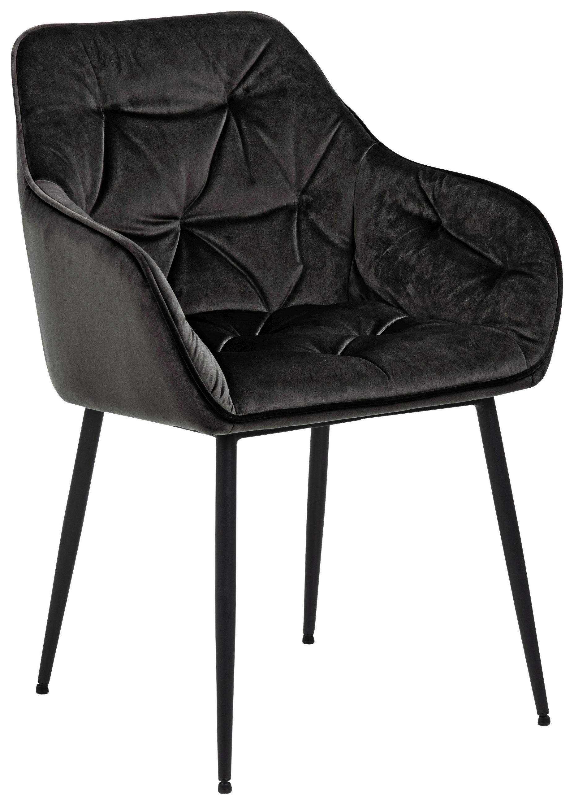 ARMLEHNSTUHL  in Samt  - Schwarz/Braun, Trend, Textil/Metall (58/83/55cm) - Livetastic
