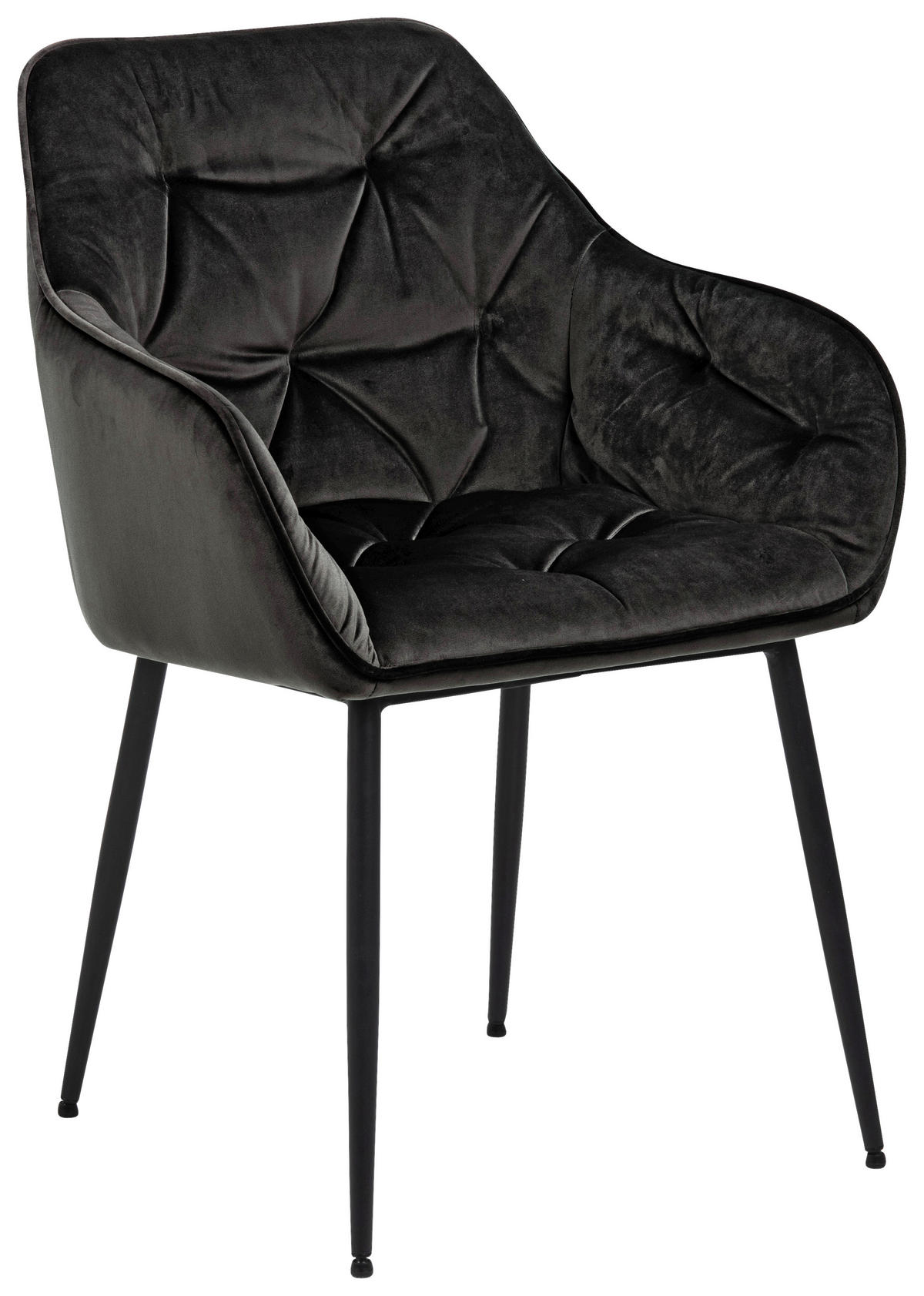ARMLEHNSTUHL  in Samt  - Schwarz/Braun, Trend, Textil/Metall (58/83/55cm) - Livetastic