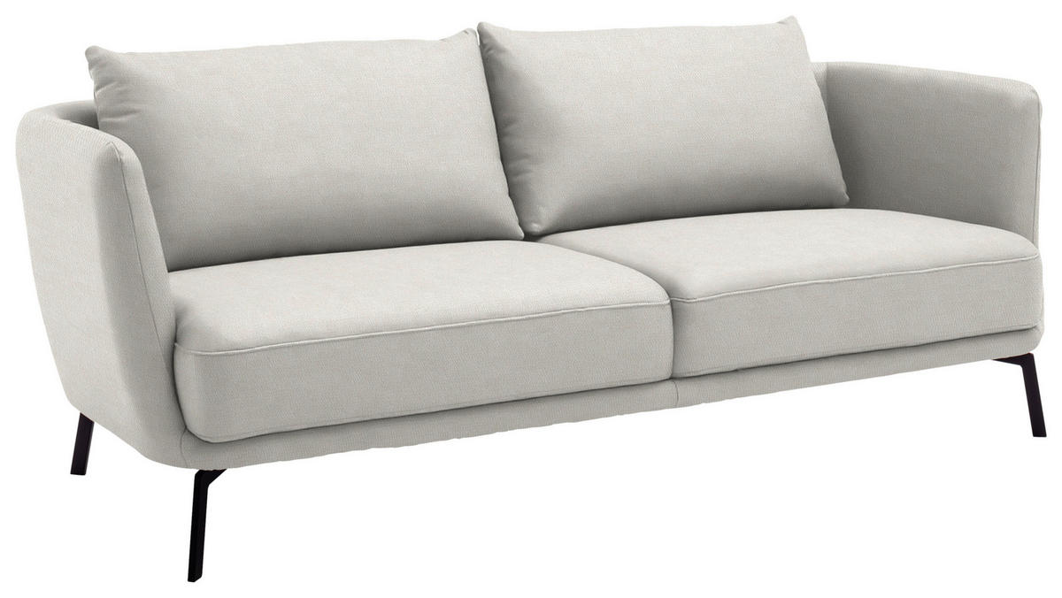 3-SITZER-SOFA Flachgewebe Weiss  - Weiss/Schwarz, Design, Textil/Metall (210/71/91cm) - Schöner Wohnen
