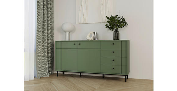 SIDEBOARD in 160,2/81,8/37 cm - Schwarz/Grün, MODERN, Holzwerkstoff/Kunststoff (160,2/81,8/37cm) - Carryhome