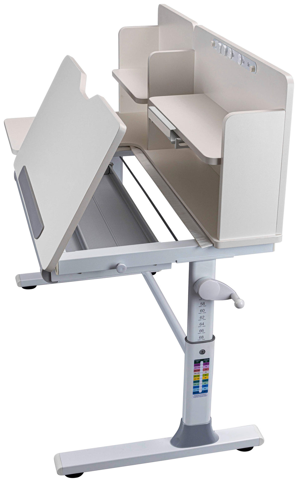 JUGENDSCHREIBTISCH 120/60/96-116 cm  in Weiss  - Weiss/Grau, Modern, Holzwerkstoff/Metall (120/60/96-116cm) - MID.YOU