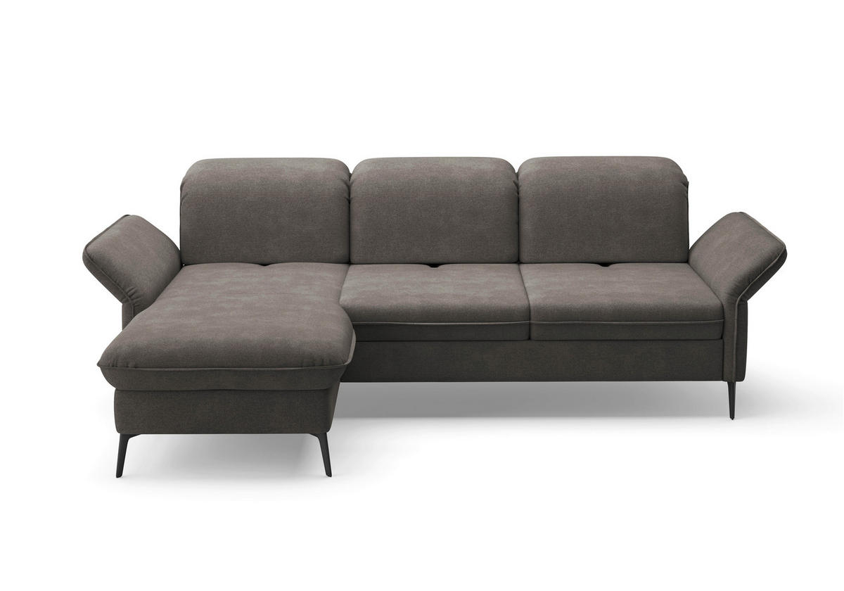 ECKSOFA in Flachgewebe Graphitfarben  - Schwarz/Graphitfarben, Konventionell, Textil/Metall (198/264cm) - Sit & More