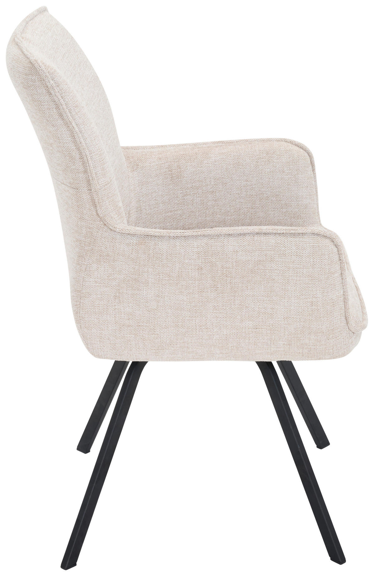 ARMLEHNSTUHL  in Stahl Chenille  - Beige/Schwarz, Design, Textil/Metall (56/89/62cm) - Welnova