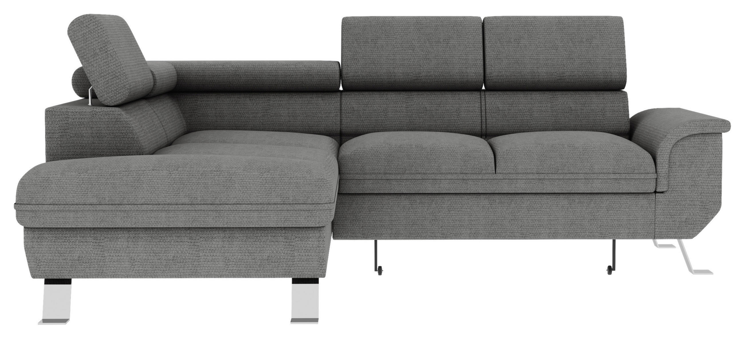 ECKSOFA in Struktur Anthrazit  - Anthrazit/Silberfarben, Konventionell, Textil/Metall (207/268cm) - MID.YOU