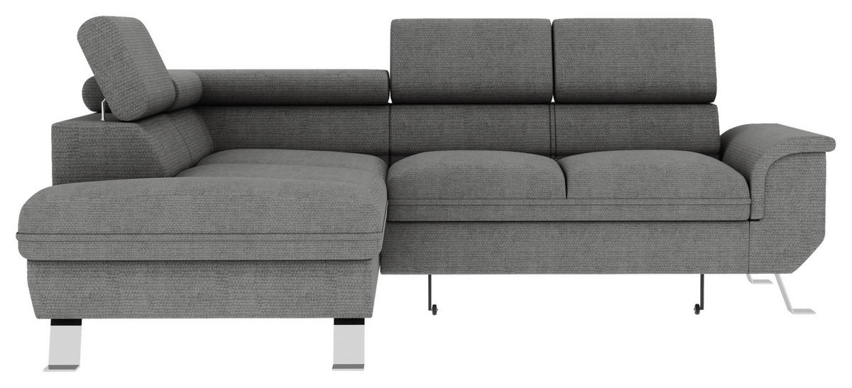 ECKSOFA in Struktur Anthrazit  - Anthrazit/Silberfarben, Konventionell, Textil/Metall (207/268cm) - MID.YOU