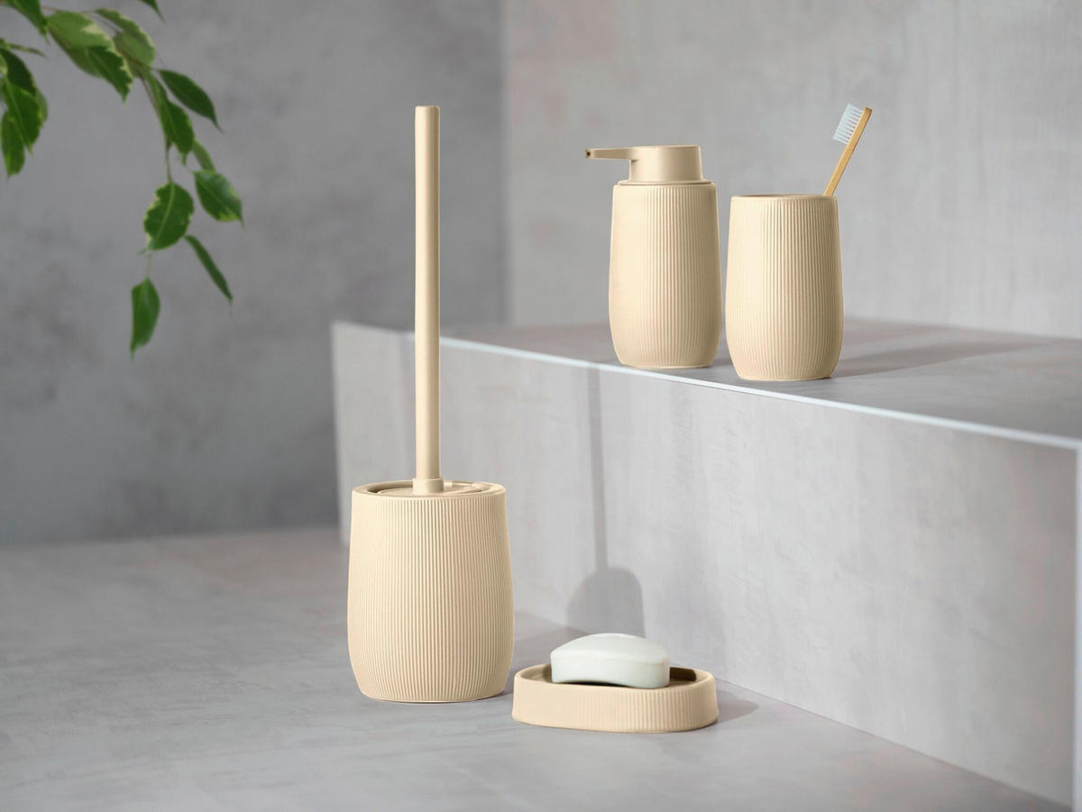 WC-BÜRSTENGARNITUR - Beige, Basics, Keramik/Kunststoff (12/39,5/12cm) - Wenko