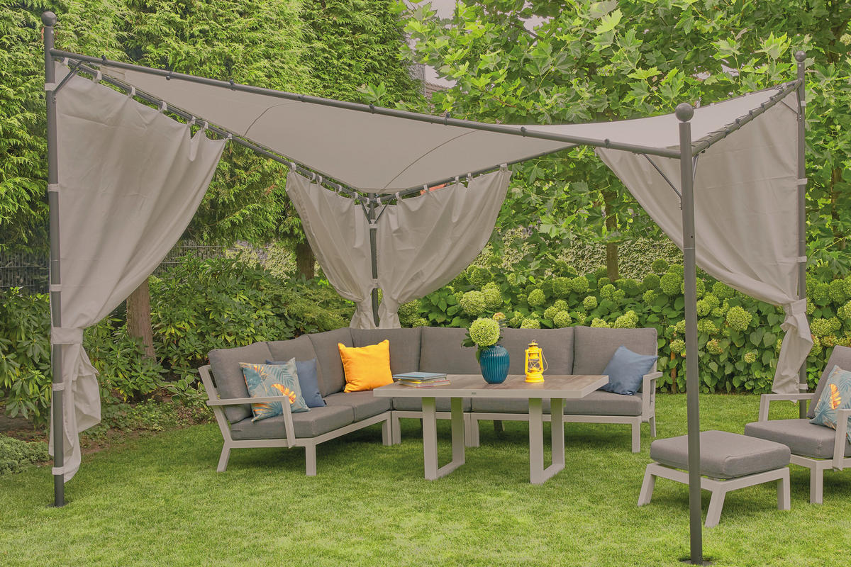 PAVILLON-SEITENTEIL   - Grau, KONVENTIONELL, Textil (400/256cm) - Siena Garden